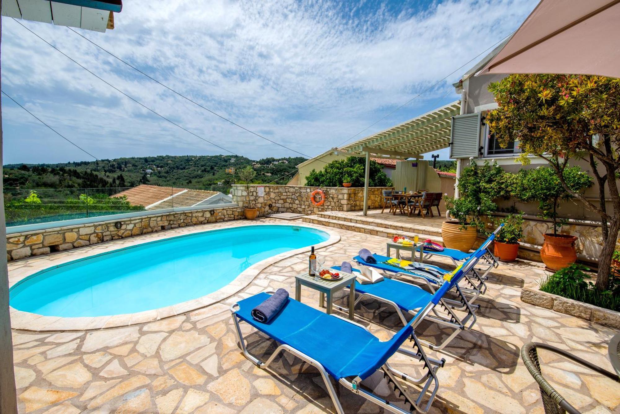 Loggos Seaview Cottage With Private Pool By Konnect Longós Zewnętrze zdjęcie