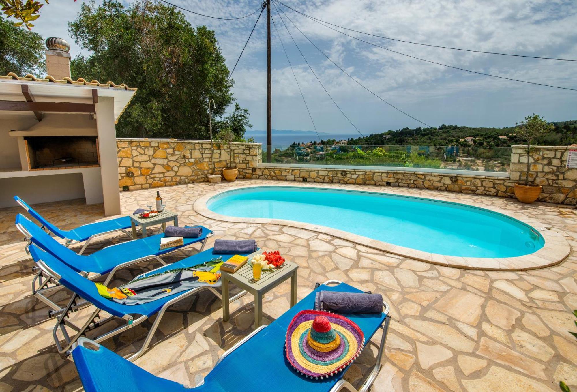 Loggos Seaview Cottage With Private Pool By Konnect Longós Zewnętrze zdjęcie